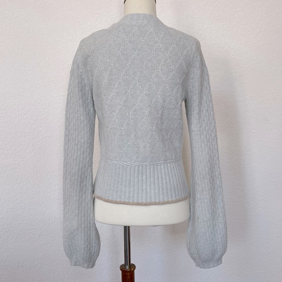Anthropologie moth light blue moth gingham bloom cardigan sweater - Picture 4 of 6